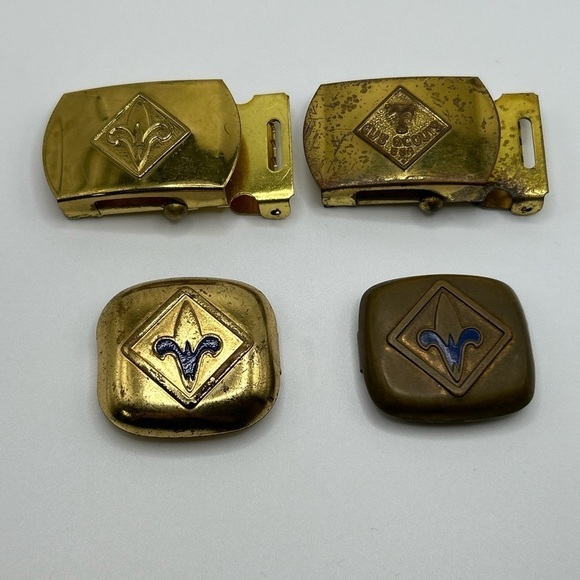 4 Piece Lot of BSA Brass Cub Scouts Webelo Buckles , Neckerchief Boy Scouts - Picture 1 of 9